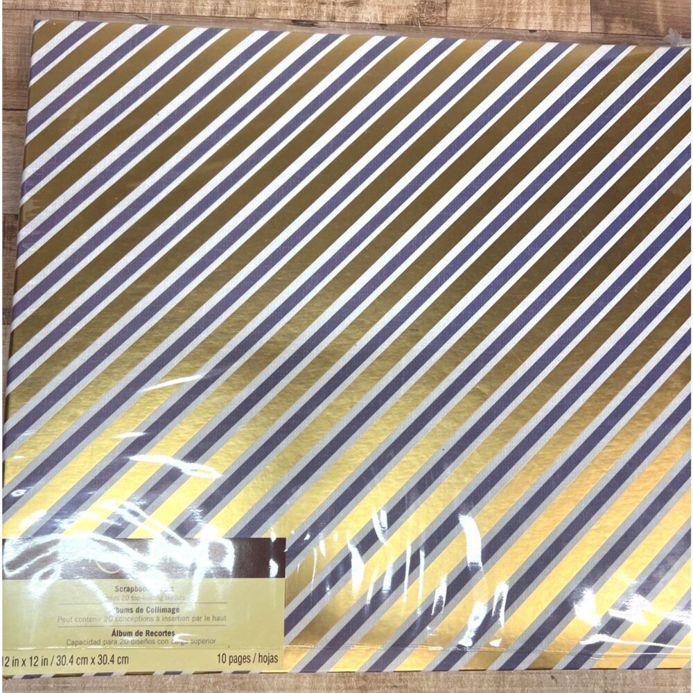 NIP Recollections Scrapbook Blue, Gold Striped